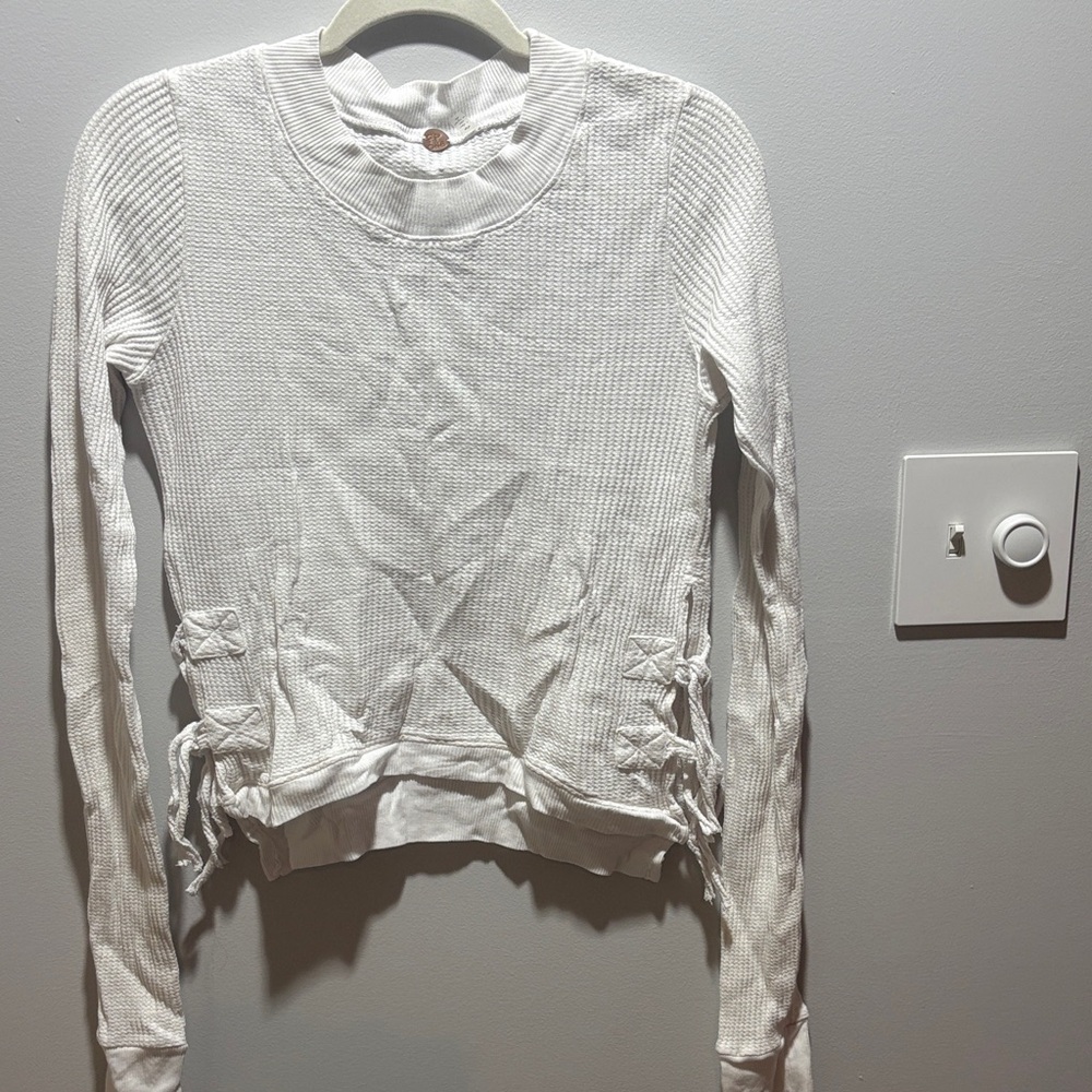 Free People Women's White Knit tie Top